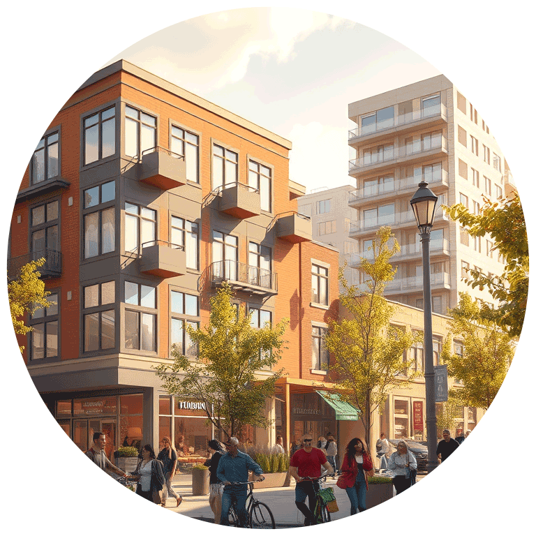 ai generated medium density mixed used neighborhood